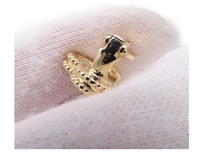 Brincos de pressão Van Cleef & Arpels Alhambra Branco Dourado - vista 7
