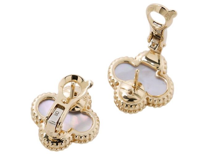 Van Cleef & Arpels Alhambra Ohrstecker Weiß Golden - Ansicht 3