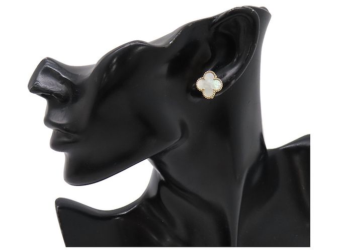 Van Cleef & Arpels Alhambra Ohrstecker Weiß Golden - Ansicht 4