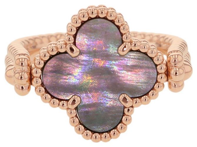 Anello reversibile Alhambra Van Cleef & Arpels Marrone D'oro - vista 2