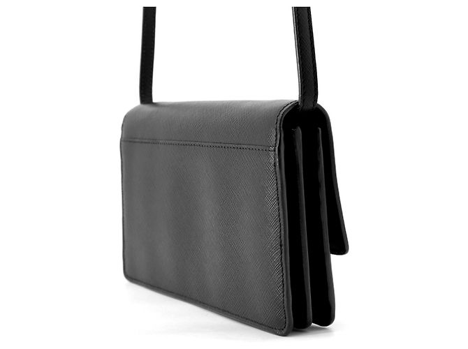 Portafoglio a spalla in pelle Saffiano Prada Nero - vista 2