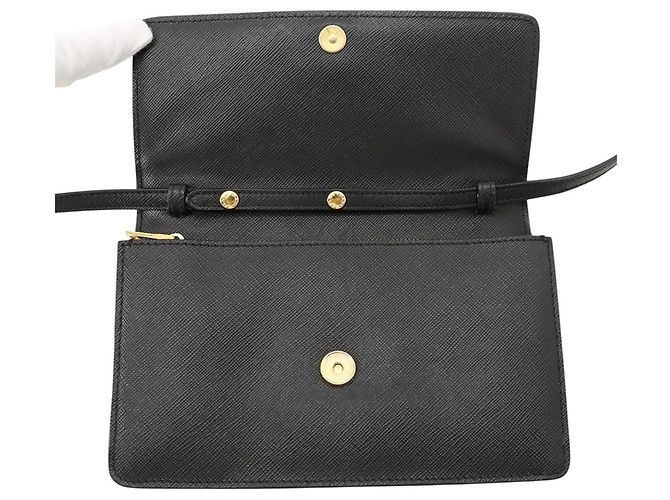 Portafoglio a spalla in pelle Saffiano Prada Nero - vista 5