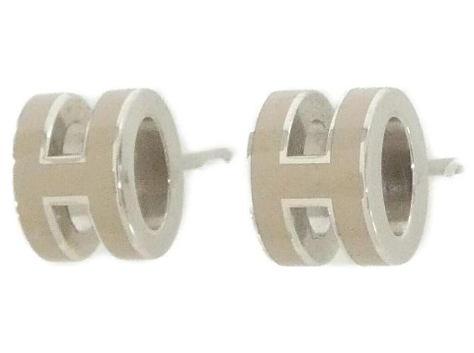 Hermès Pendientes Hermes Pop H MINI 608002FP Plata Beige - vista 2