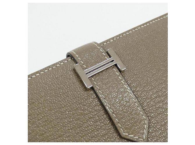 Hermès Portafoglio lungo Hermes Bearn Soufflé Taupe - vista 3