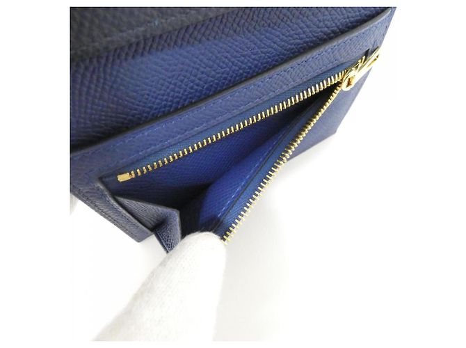 Hermès Portafoglio Hermes Bearn Combination Verso Blu - vista 5