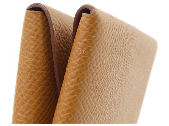 Hermès Hermes Calvi Duo Wallet/Coin Case Brown Golden - view 3