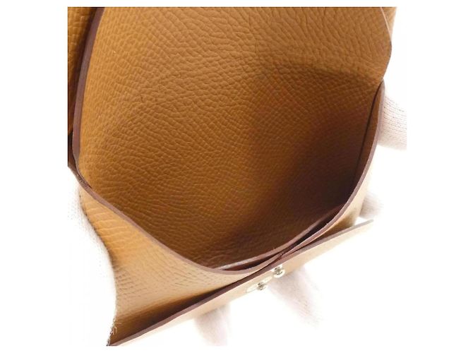 Hermès Hermes Calvi Duo Wallet/Coin Case Brown Golden - view 5