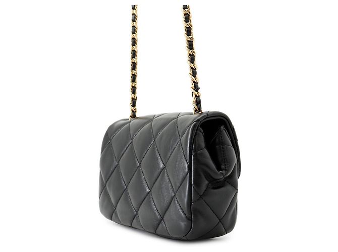 Borsa a tracolla con catena Chanel Black Matelassé Nero - vista 2