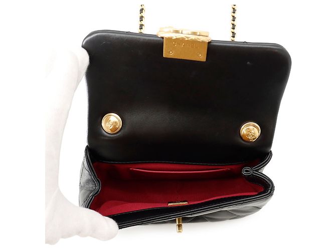 Borsa a tracolla con catena Chanel Black Matelassé Nero - vista 6