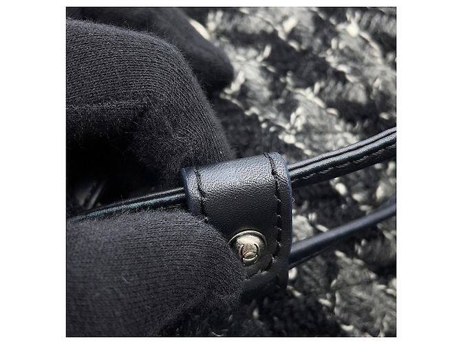 Borsa Chanel in tweed nera e grigia Marrone Nero - vista 14