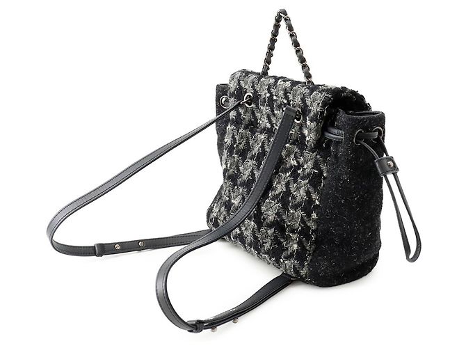 Borsa Chanel in tweed nera e grigia Marrone Nero - vista 2
