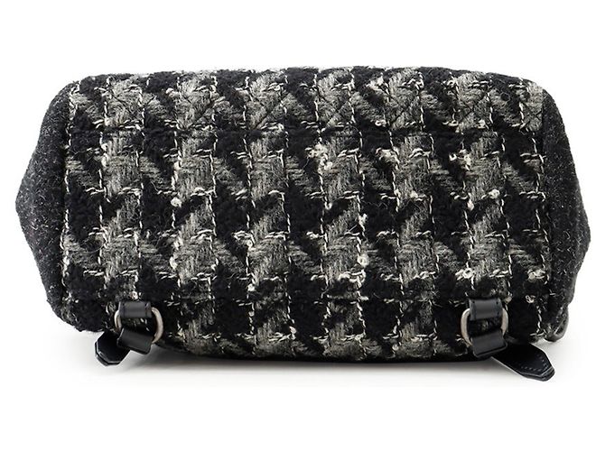 Borsa Chanel in tweed nera e grigia Marrone Nero - vista 3