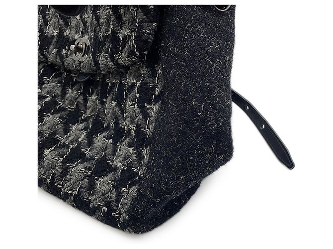 Borsa Chanel in tweed nera e grigia Marrone Nero - vista 7