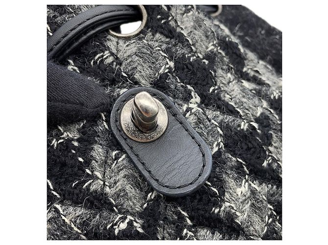 Borsa Chanel in tweed nera e grigia Marrone Nero - vista 8