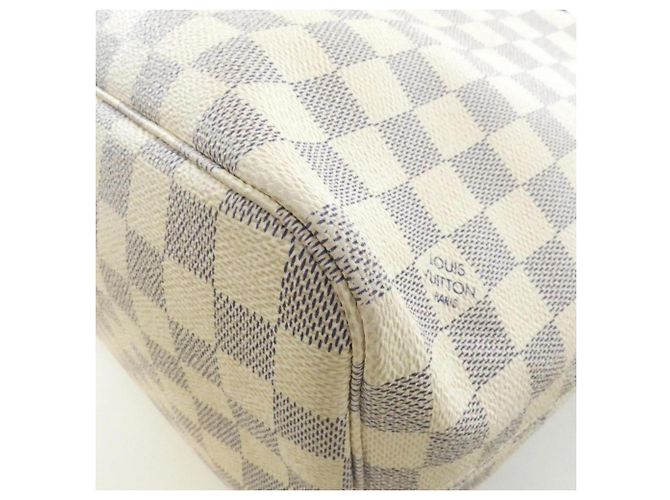 Borsa Louis Vuitton Damier Azur Neverfull MM Bianco Blu - vista 2