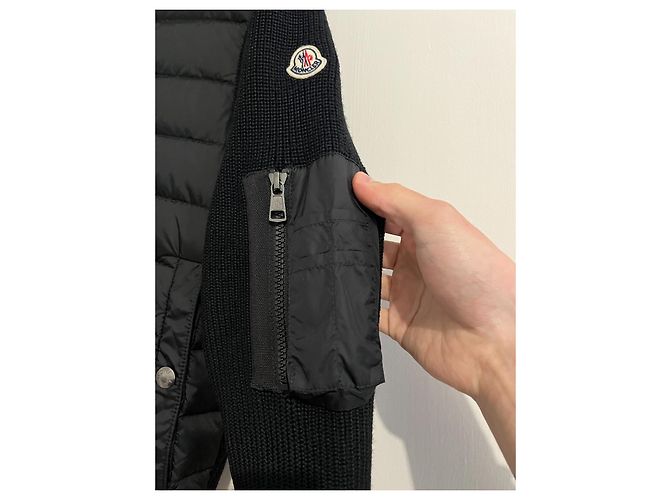 Giacca Ibrida Moncler Nera in Maglia e Nylon Nero - vista 14