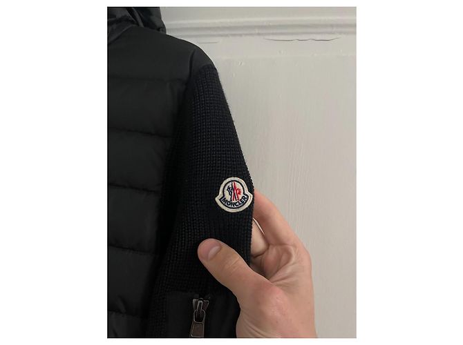 Giacca Ibrida Moncler Nera in Maglia e Nylon Nero - vista 20