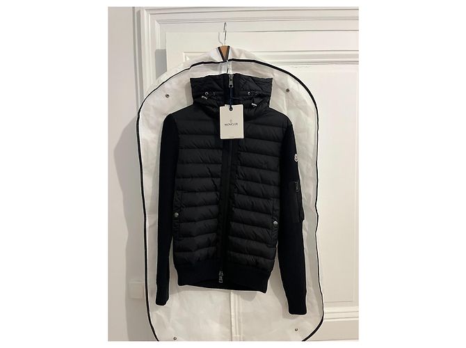 Giacca Ibrida Moncler Nera in Maglia e Nylon Nero - vista 5