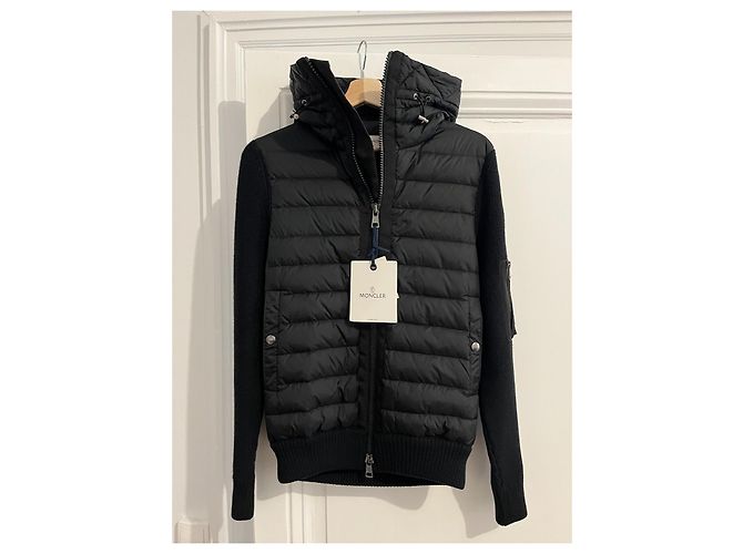 Giacca Ibrida Moncler Nera in Maglia e Nylon Nero - vista 6