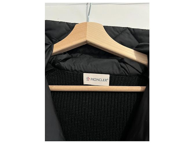 Giacca Ibrida Moncler Nera in Maglia e Nylon Nero - vista 7