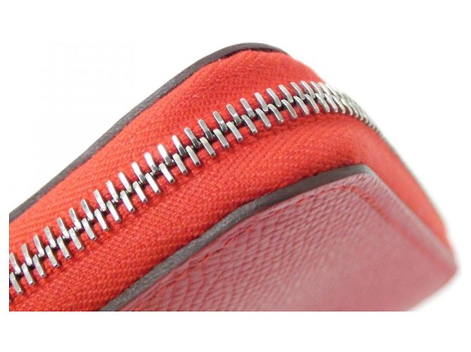 Hermès Portafoglio compatto in seta Hermes COEUR ET RUBANS Rosso - vista 3