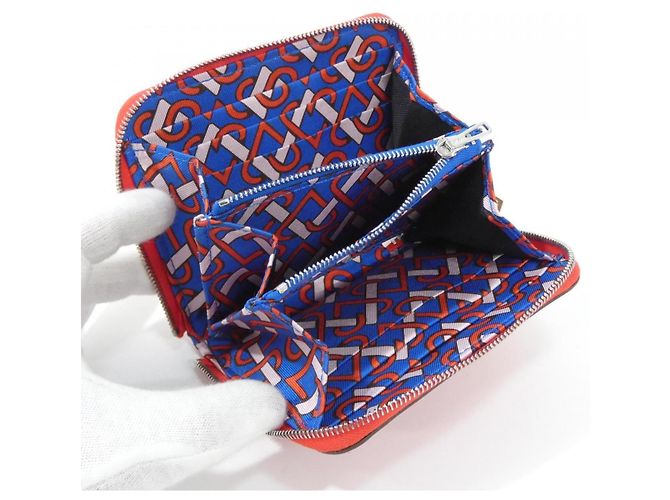 Hermès Portafoglio compatto in seta Hermes COEUR ET RUBANS Rosso - vista 4