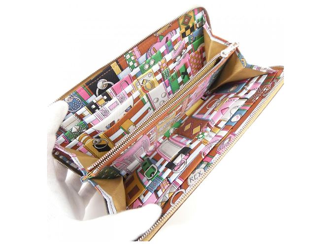 Hermès Cartera de seda Hermes COLLIER DE CHIEN Castaño - vista 4