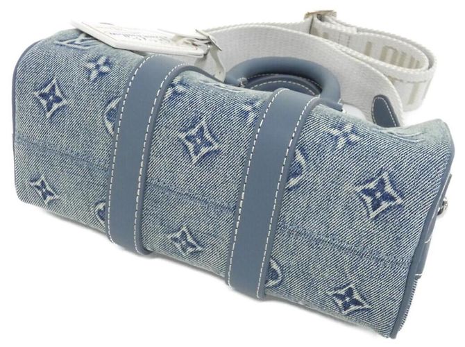Borsa Boston Louis Vuitton Monogram Wash Keepall Bandoulière 25cm Blu - vista 2
