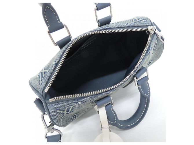 Borsa Boston Louis Vuitton Monogram Wash Keepall Bandoulière 25cm Blu - vista 4