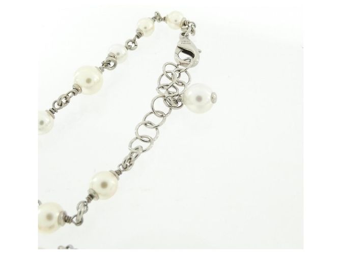 Chanel Halskette Silber und Weiß - Ansicht 4