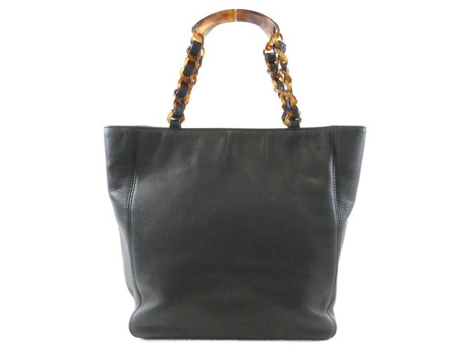Borsa a mano Chanel in vitello grana nero - vista 2