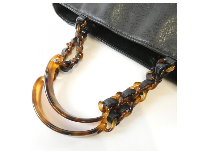 Borsa a mano Chanel in vitello grana nero - vista 7