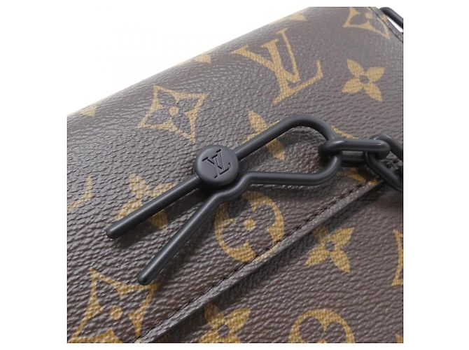 Borsa a tracolla Louis Vuitton Monogram Macassar Steamer Marrone Nero - vista 4