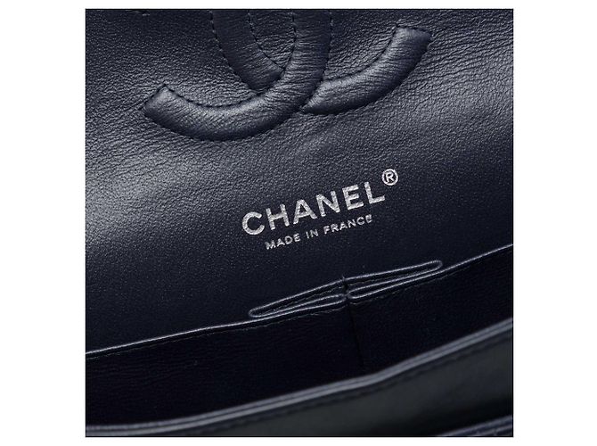 Chanel Blue Medium Classic Chevron Lambskin Double Flap Blau Marineblau - Ansicht 5