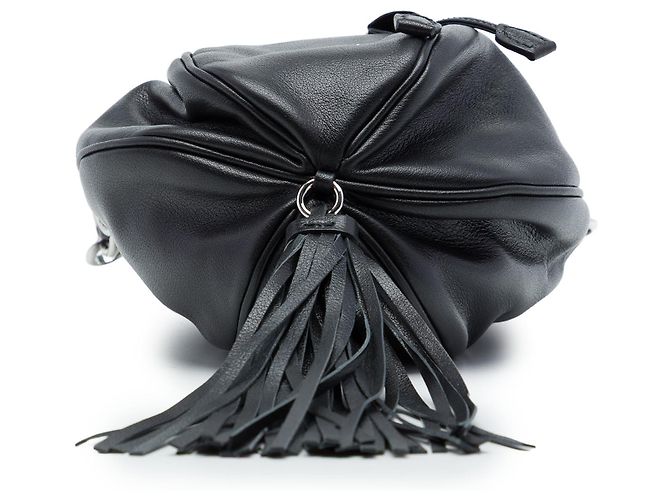 Borsa bucket Miu Miu in nappa nera con manico e cristalli Nero - vista 3
