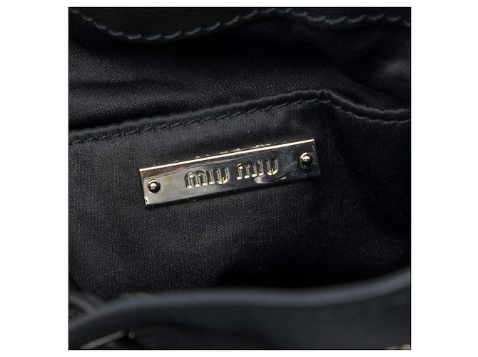 Borsa bucket Miu Miu in nappa nera con manico e cristalli Nero - vista 5