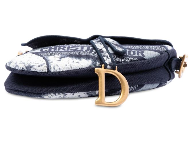 Autre Marque Borsa Saddle Dior in tela blu ricamata tie dye Blu navy - vista 3