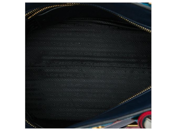Sac à main Prada Blue Medium Saffiano Trimmed City Calf Greca Esplanade Satchel Bleu Bleu Marine - vue 4