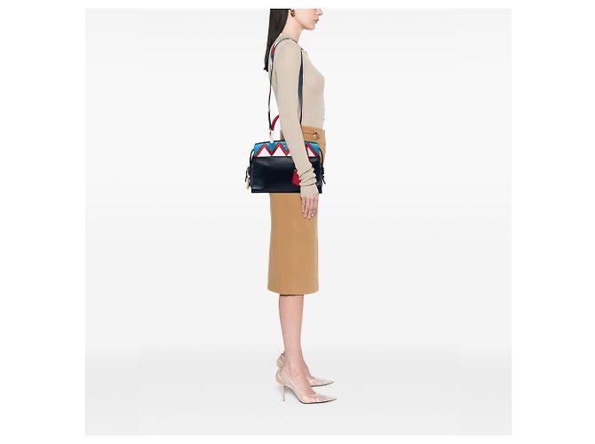 Sac à main Prada Blue Medium Saffiano Trimmed City Calf Greca Esplanade Satchel Bleu Bleu Marine - vue 5