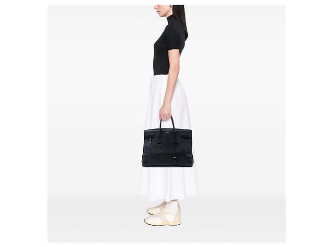 Autre Marque Sac à main Sac De Jour Saint Laurent en cuir de veau souple noir, Large - vue 6
