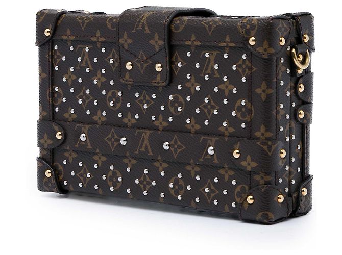 Louis Vuitton Brown Monogram Studded Petite Malle Marrone - vista 2