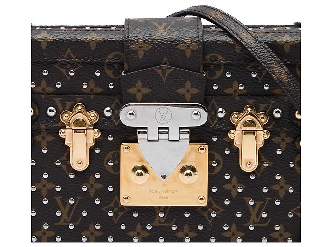 Louis Vuitton Brown Monogram Studded Petite Malle Marrone - vista 5