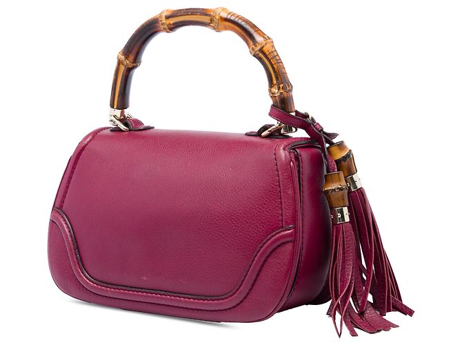 Gucci New Bamboo Satchel aus rotem Kalbsleder, Medium Bordeaux - Ansicht 2