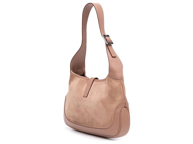 Borsa a tracolla Gucci Jackie in camoscio marrone con Web Carne - vista 2