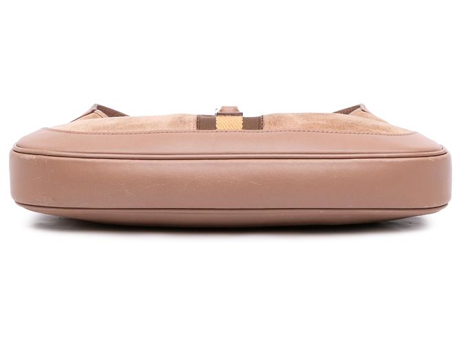 Borsa a tracolla Gucci Jackie in camoscio marrone con Web Carne - vista 3