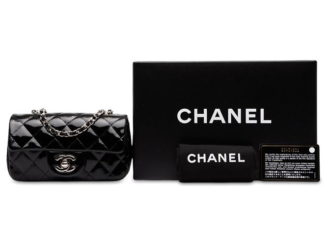 Chanel Black Extra Mini Rectangular Classic Patent Single Flap Schwarz - Ansicht 7