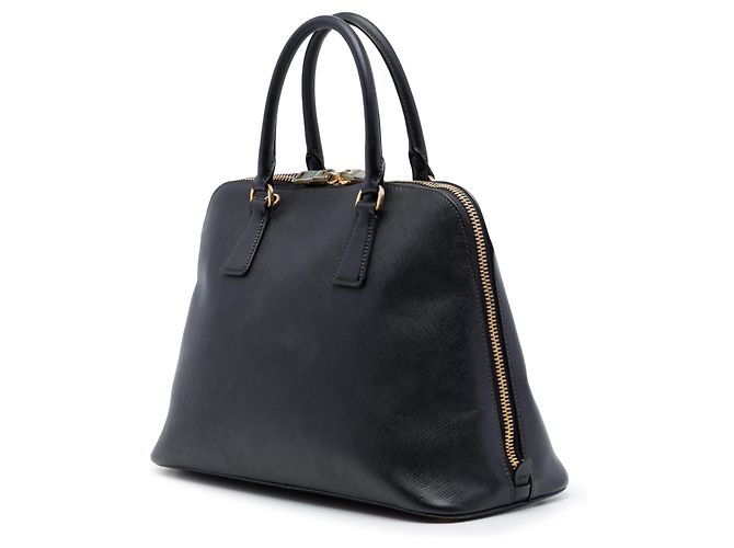 Prada Black Medium Saffiano Lux Promenade Satchel Handtasche Schwarz - Ansicht 2