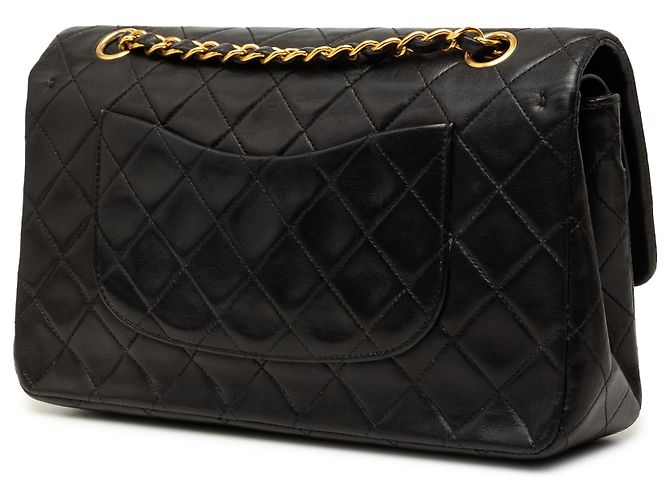 Chanel Black Medium Classic Lambskin Double Flap Preto - vista 2