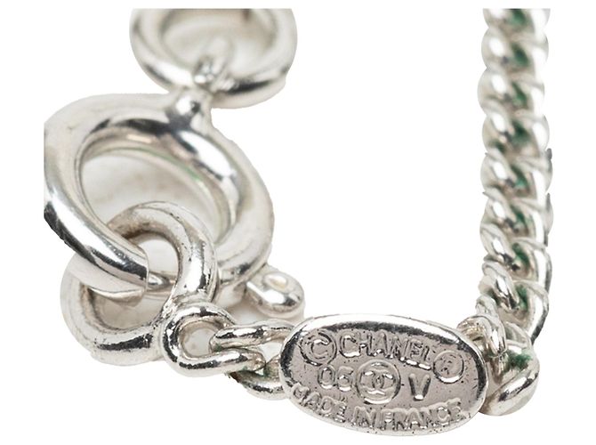 Collana con pendente Chanel Silver CC in ottone e smalto Argento - vista 3