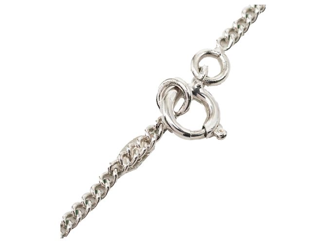 Collana con pendente Chanel Silver CC in ottone e smalto Argento - vista 4